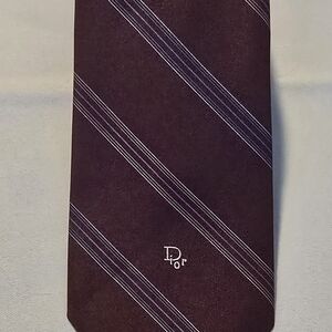 Dior Men's Dark Brown Tie with Subtle Stripes